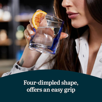 Libbey Blue Ribbon Rocks Glasses Set of 8, Artisan-Inspired Four-Dimple Whiskey Glasses, 12.5 oz Old Fashioned Cocktail Glasses