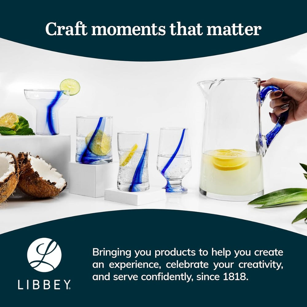 Libbey Blue Ribbon Rocks Glasses Set of 8, Artisan-Inspired Four-Dimple Whiskey Glasses, 12.5 oz Old Fashioned Cocktail Glasses