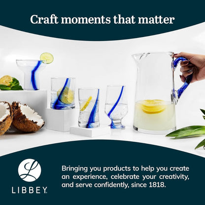 Libbey Blue Ribbon Rocks Glasses Set of 8, Artisan-Inspired Four-Dimple Whiskey Glasses, 12.5 oz Old Fashioned Cocktail Glasses