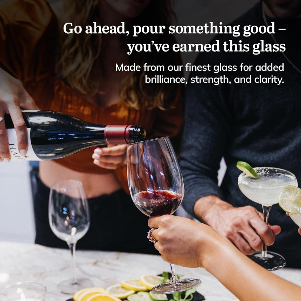 Libbey Signature Kentfield Estate All-Purpose Wine Glasses Set of 4 | Premium Long Stem Crystal Clear Wine Glasses for Red & White Wine