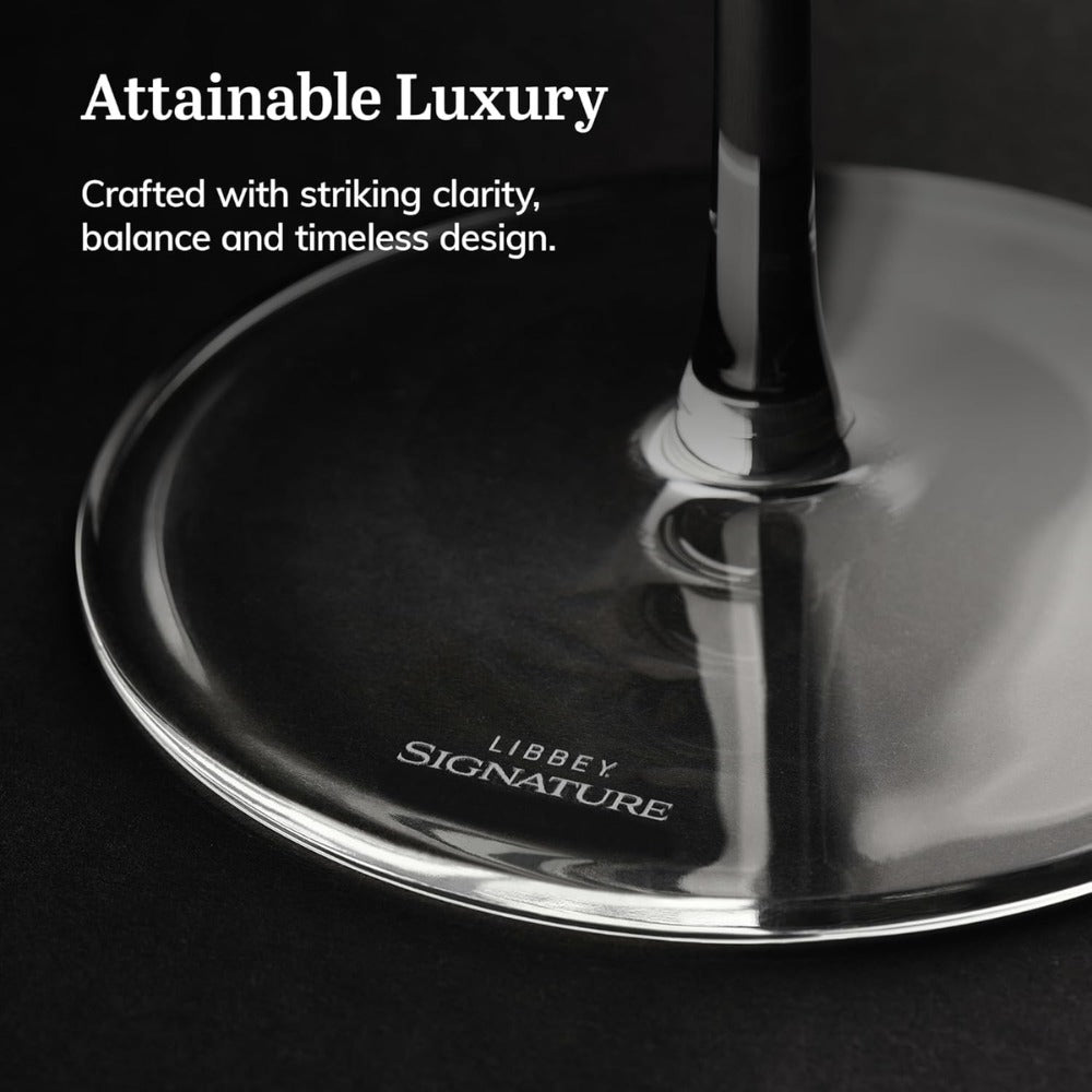 Libbey Signature Kentfield Estate All-Purpose Wine Glasses Set of 4 | Premium Long Stem Crystal Clear Wine Glasses for Red & White Wine